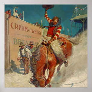 N C Wyeth västerländsk målning ”The Rodeo” Poster