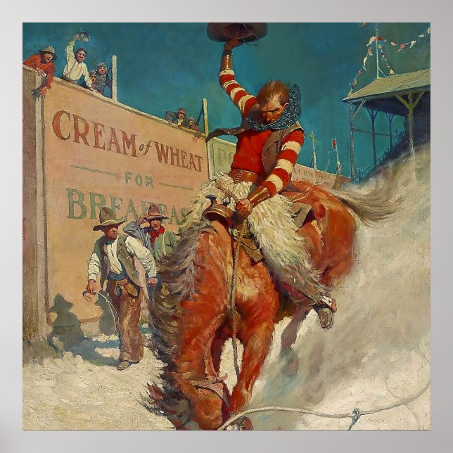 N C Wyeth västerländsk målning ”The Rodeo” Poster (Framsidan)