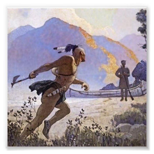 N C Wyeth västerländsk målning 'The Tomahawk' Fototryck (Framsidan)
