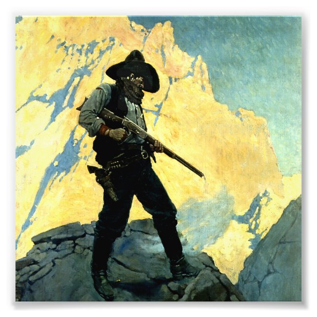N C Wyeth Western målning "Last stand" Fototryck (Framsidan)