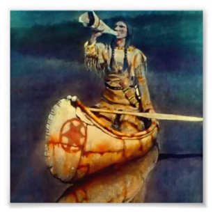 N C Wyeth Western målning "The Moose Call" Fototryck