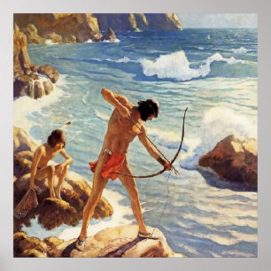 N C Wyeth Western Painting "First Maine Fishermen" Poster