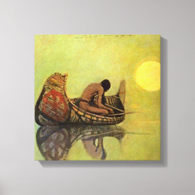 N C Wyeth Western Painting "The Silent Fisherman" Canvastryck (Framsida)