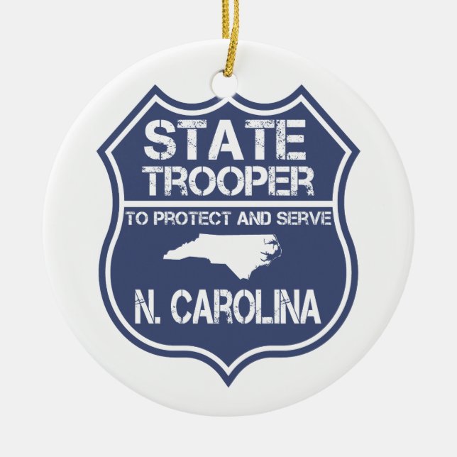 N. Carolina statlig Trooper som ska skyddas och Julgransprydnad Keramik (Framsidan)