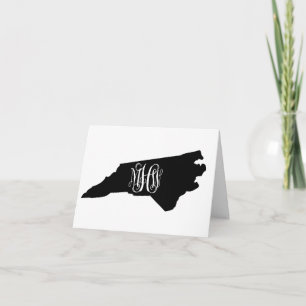 N Carolina Svart Vit Vin Monogram Gör-det-själv BG Tack Kort