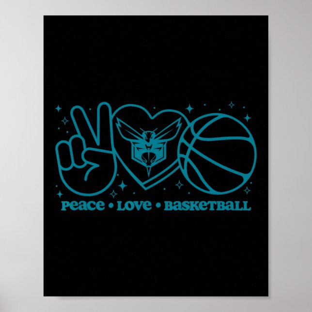 N Charlotte Hornets Peace Love Sketll  Poster (Framsidan)