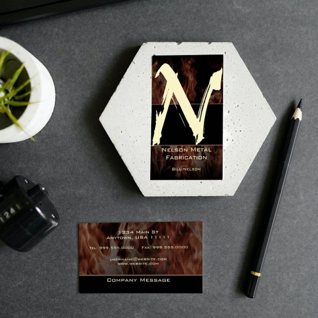 N Flame Monogram-Affärskort Visitkort (N Flame Monogram Business Card)