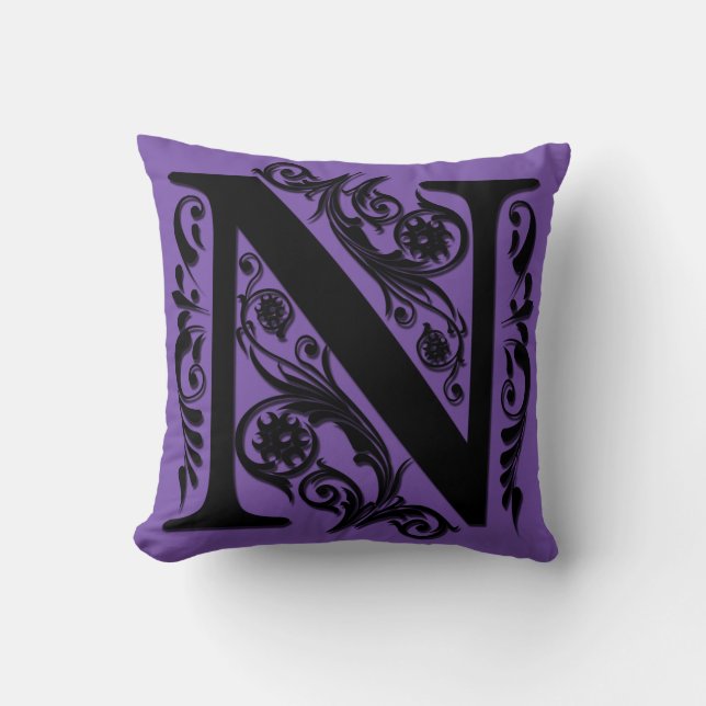 N Initial bokstav Monogram - Kudd Kudde (Framsida)