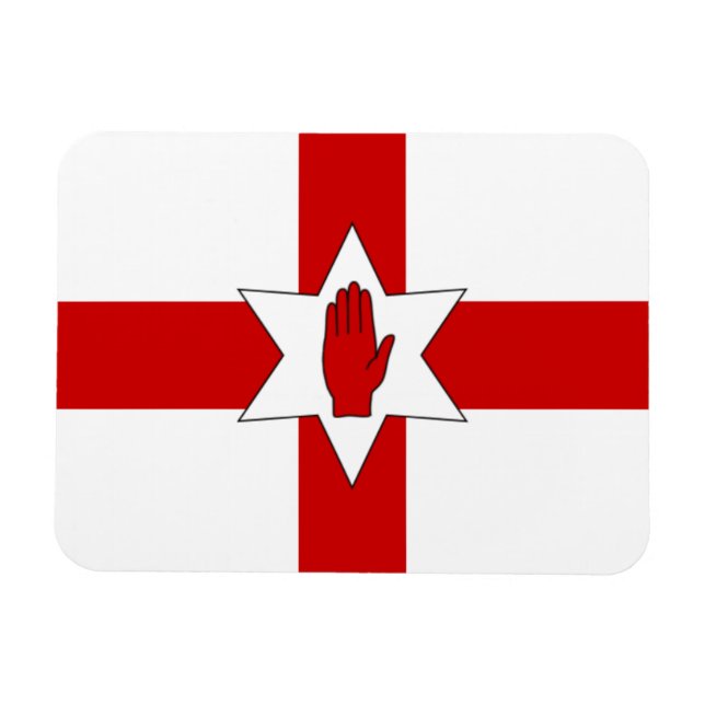 N. Ireland Flagga Magnet - Star & Hand på Kor (Horisontell)