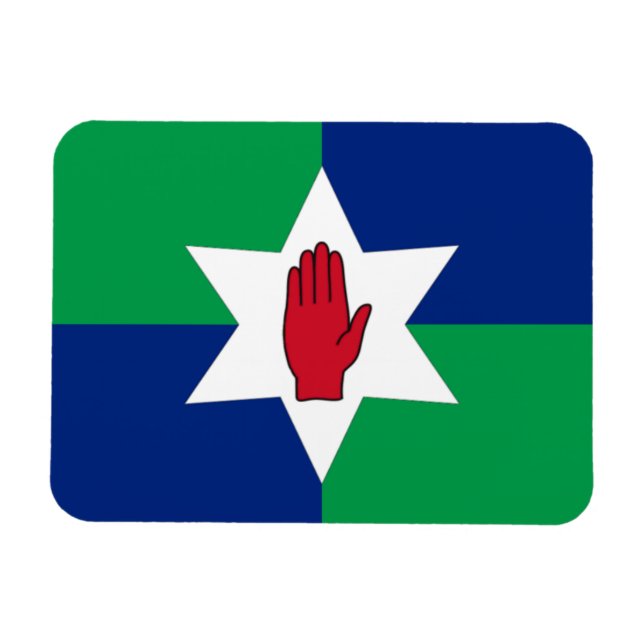 N. Ireland Flagga Magnet - Star on Grönt & Blue (Horisontell)