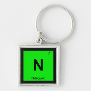 N - Kvävekemi Periodisk Bord-symbol Fyrkantig Silverfärgad Nyckelring