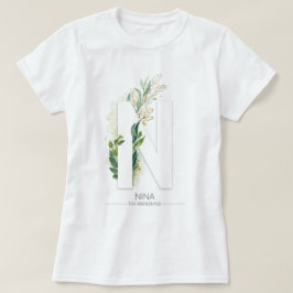 N Monogram Guld Greenery Löv Elegant T Shirt