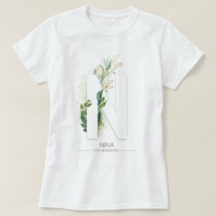 N Monogram Guld Greenery Löv Elegant T Shirt