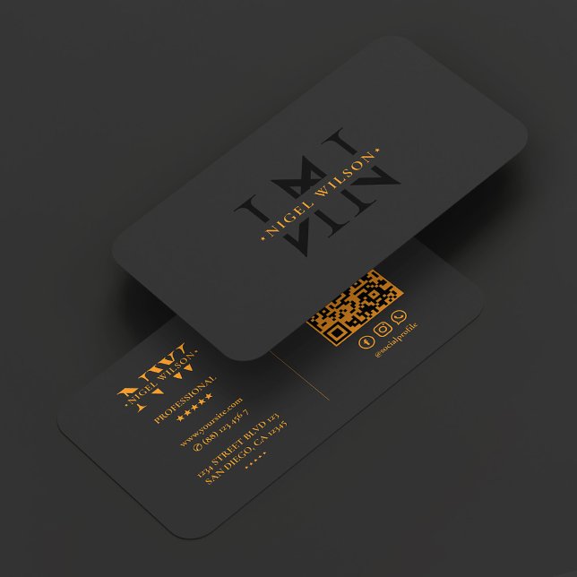 N Monogram Logotyp Svart Orange Modern Visitkort (N Monogram Logo Black Orange Modern Business Card
)