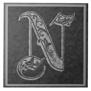 N-monogramen "kungliga den keramiska grå kakelplatta