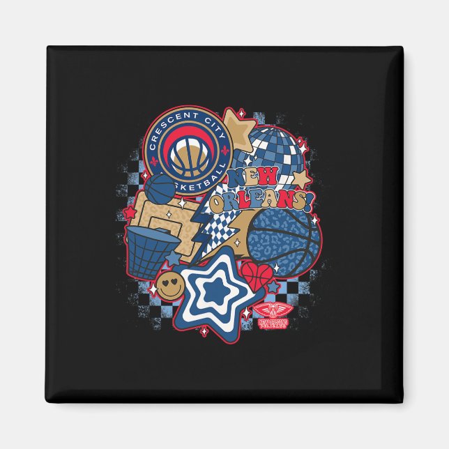 N New Orleans Pelicans Psykedelisk Skiss Collage  Magnet (Framsidan)