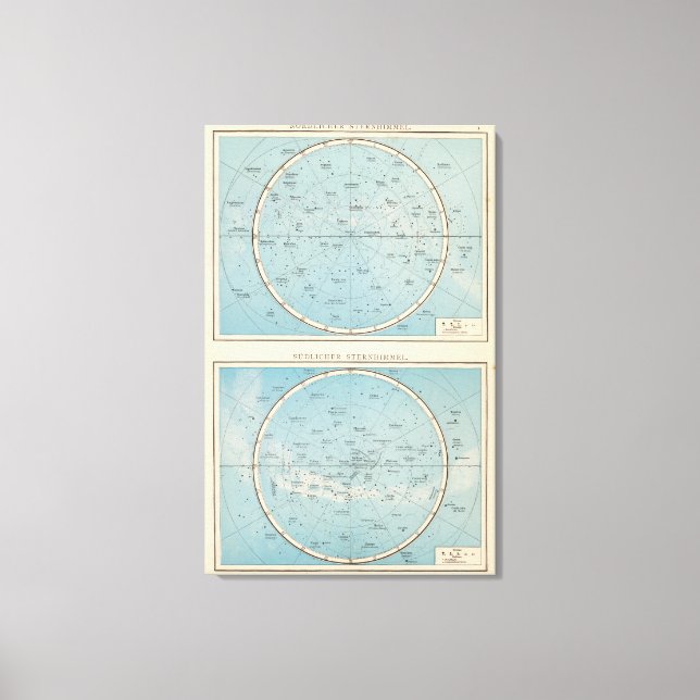 N, S Sternhimmel Celestial Atlas Karta Canvastryck (Framsida)