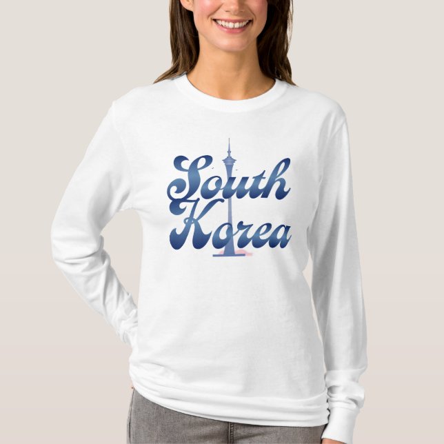 N Söul Torn Sydkorea T Shirt (Framsida)