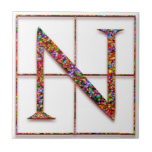 N Trajanus Red Anpassningsbar Monogram Tile