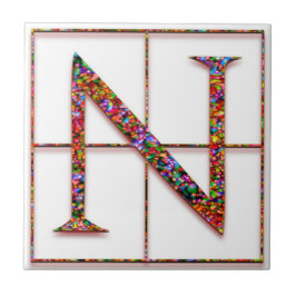 N Trajanus Red Anpassningsbar Monogram Tile Kakelplatta