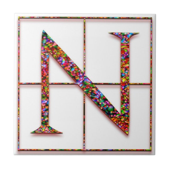 N Trajanus Red Anpassningsbar Monogram Tile Kakelplatta (Framsidan)