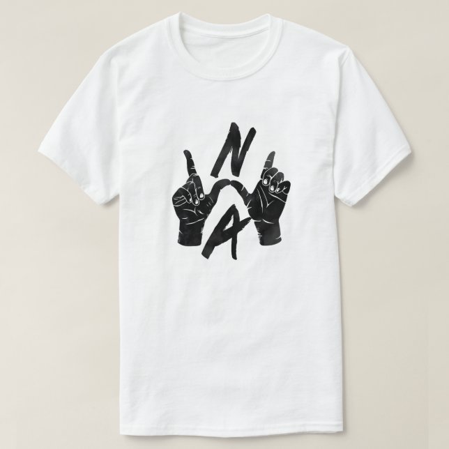 N.W.A Handsksignal Mörk Illustration T Shirt (Design framsida)