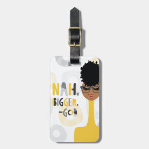 Nä Bigger God Gult och Grått Luggage Tag Bagagebricka