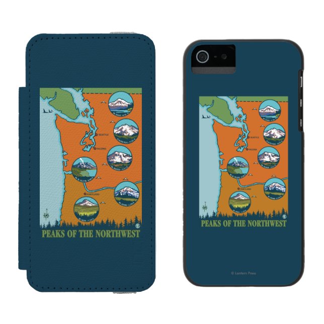 Nå en höjdpunkt av northwesten - 5 olika berg incipio iPhone wallet skal (Sida vid Sida)