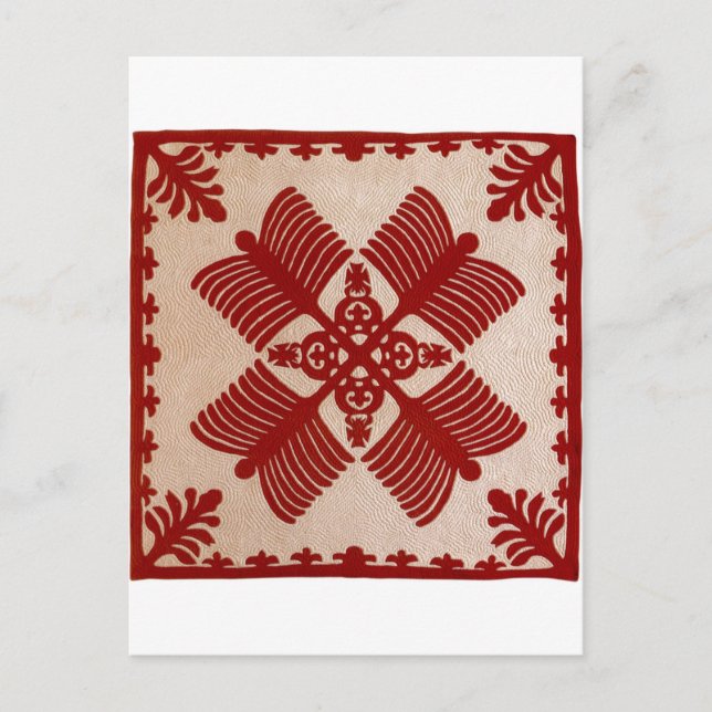 Na Kalaunu Me Na Kāhili, quilt Vykort (Framsida)