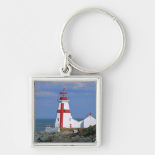 NA, Kanada, New Brunswick, Campobello Island. Fyrkantig Silverfärgad Nyckelring