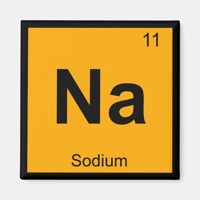 Na - Natrium kemi periodiska systemet symbol Magnet (Framsidan)