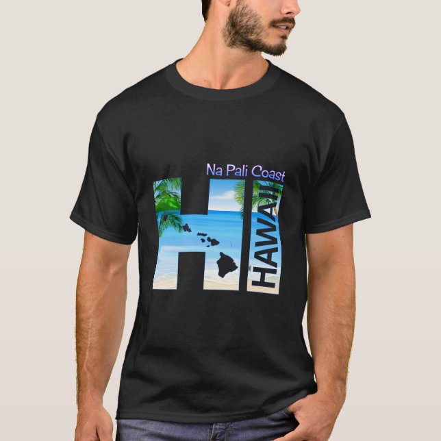 Na Pali Coast Hi Hawaii Aloha State Vacation T Shirt (Framsida)