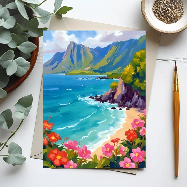 Na Pali-kusten Kauai Hawaii kustlinjemålning Vykort (Skapare uppladdad)