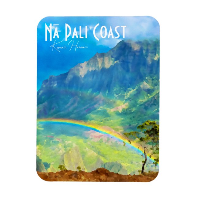 Na Pali Kusten Kauai Hawaii Magnet (Vertikal)