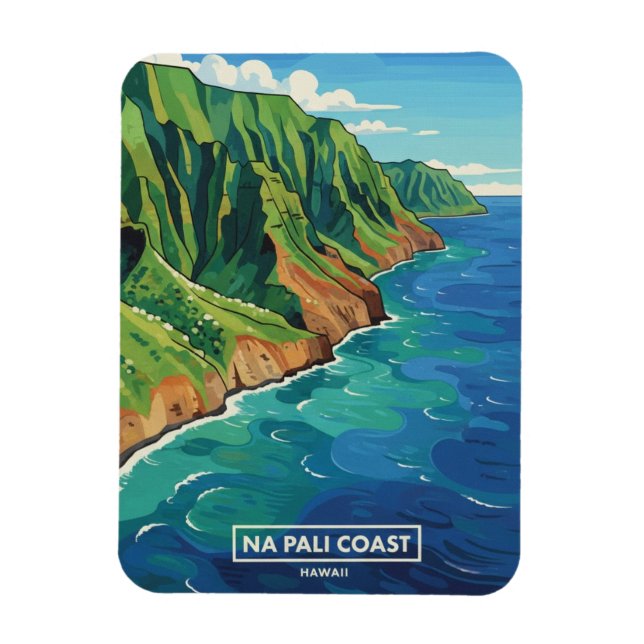 Nā Pali-kusten Kauai Hawaii Resa Magnet (Vertikal)