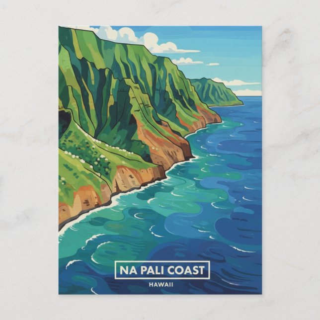 Nā Pali-kusten Kauai Hawaii Resa Vykort (Framsida)