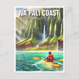 Nā Pali Kusten Kauai Hawaii Travel Kayak Vykort