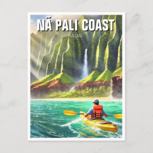 Nā Pali Kusten Kauai Hawaii Travel Kayak Vykort