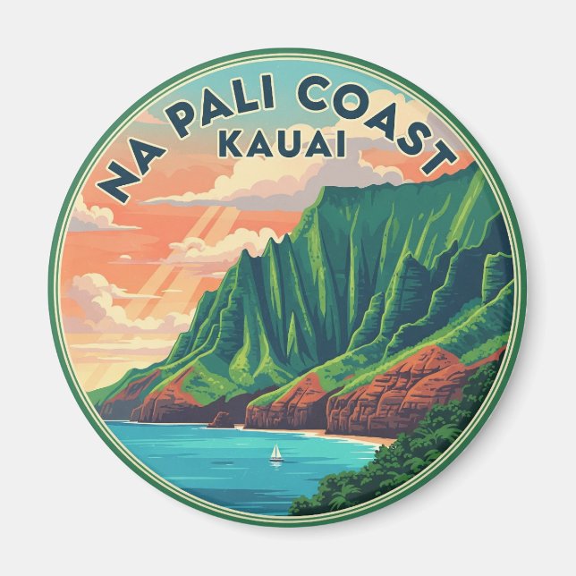 Nā Pali Kusten Kauai Hawaii Travel Magnet (Framsidan)