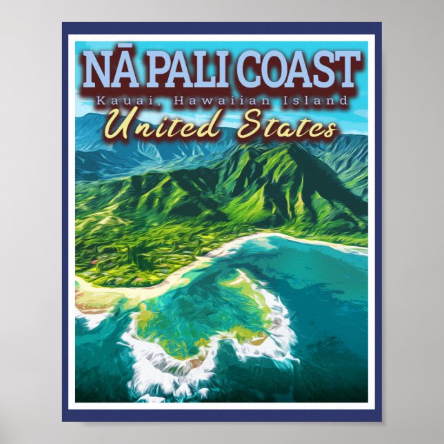 NA PALI KUSTEN - KAUAI ISLAND - HAWAII POSTER (Framsidan)