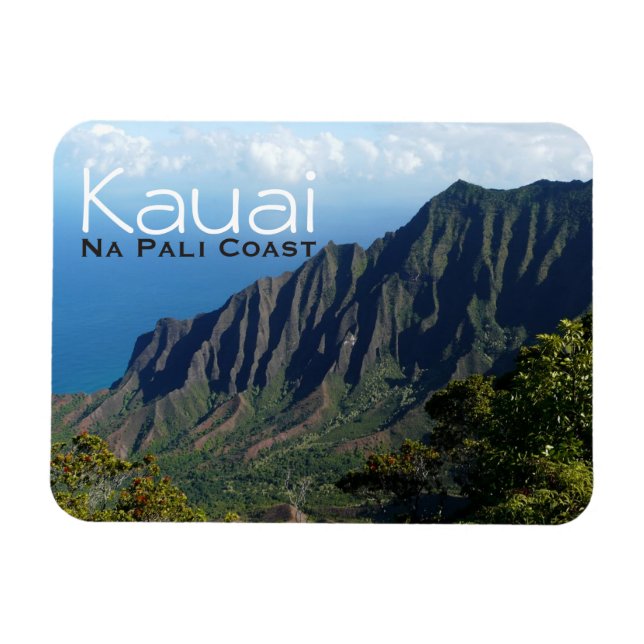 Na Pali Kusten om Kauai textmagnet Magnet (Horisontell)
