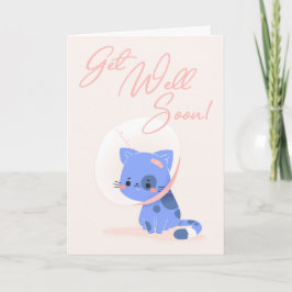 Nå snart, blå Tecknad Cat Hälsning Kort