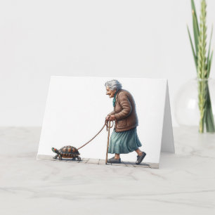 Nå snart Gamla Dam går en sköldpadda Kort