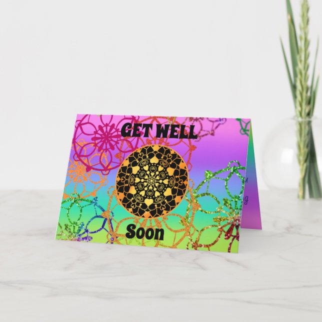 Nå snart Mandala i Rainbow Färg Kort (Framsida)