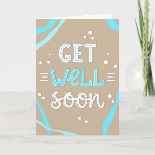 Nå snart Modern Blue och Tan Typography Kort (Framsida)