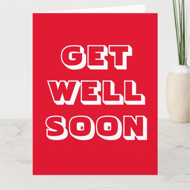 Nå snart, rött, vitt, modernt, fet kort (Framsida)