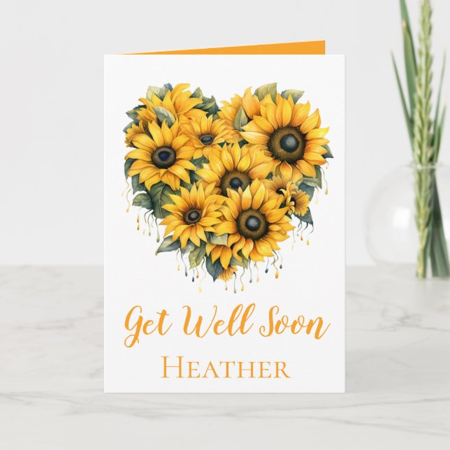 Nå snart, solrosheart Bouquet Kort (Framsida)
