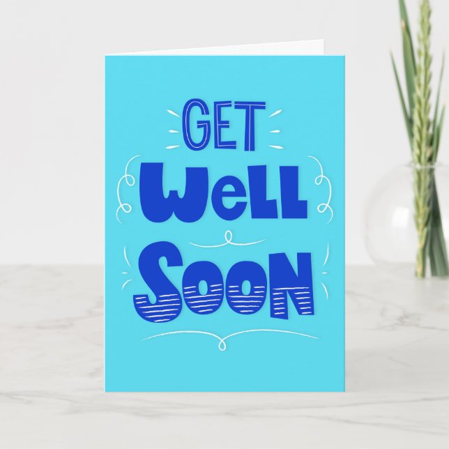 Nå snart Teal och Blue Typography Hälsning Kort (Framsida)