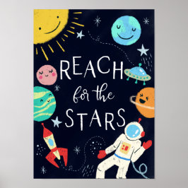 Nå stjärnorna Söt galaxplaneter barnkammare Poster