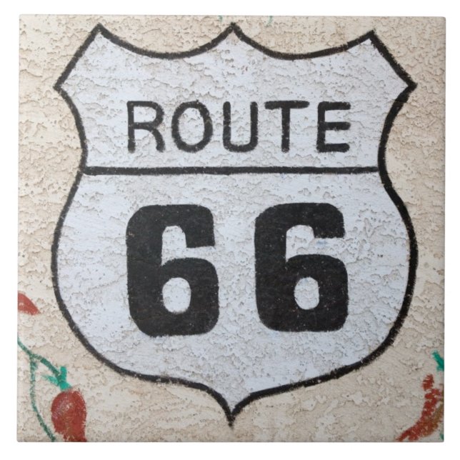 NA, USA, Arizona, Holbrook Route 66 gatuskylt Kakelplatta (Framsidan)